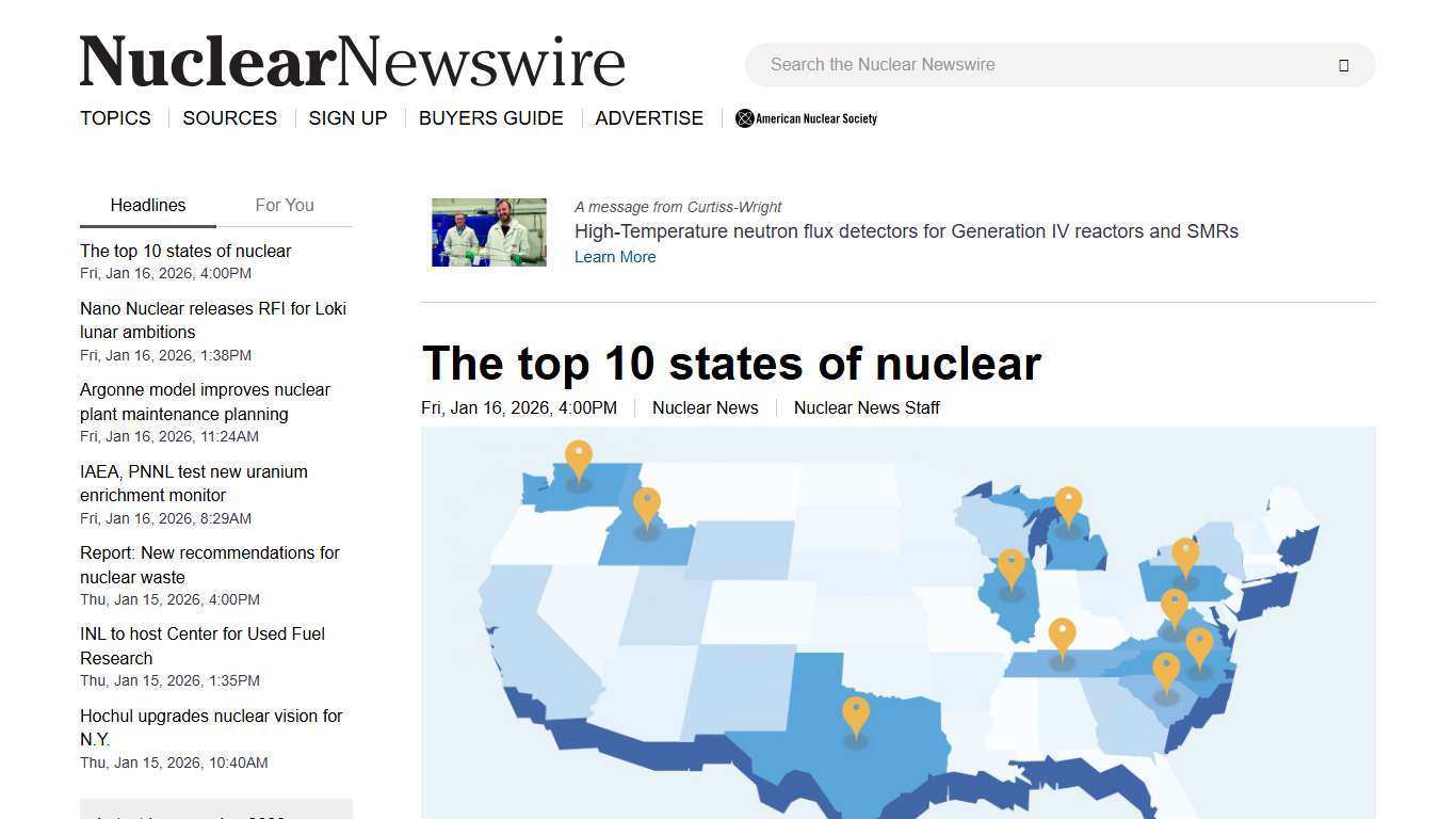 The top 10 states of nuclear -- ANS / Nuclear Newswire
